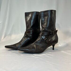 Nine West Dark Brown Leather Boots | Women’s 7.5